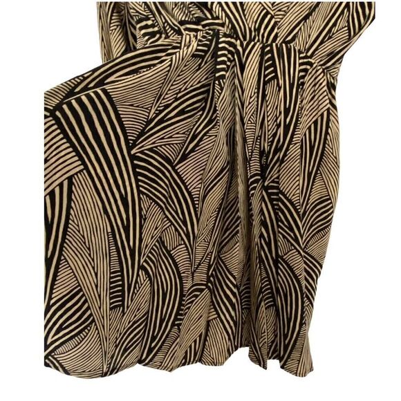 Amanda Uprichard Faux Wrap Silk Mini Dress 3/4 Sleeve Geometric Black Tan Small - Picture 7 of 10